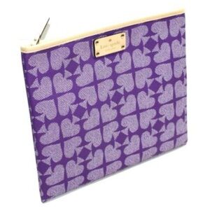 Kate Spade Adrienne Pebbled Ace of Hearts Purple Clutch